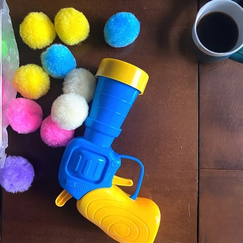 Interactive Plush Ball String Toy Mechanical Launcher Soft
