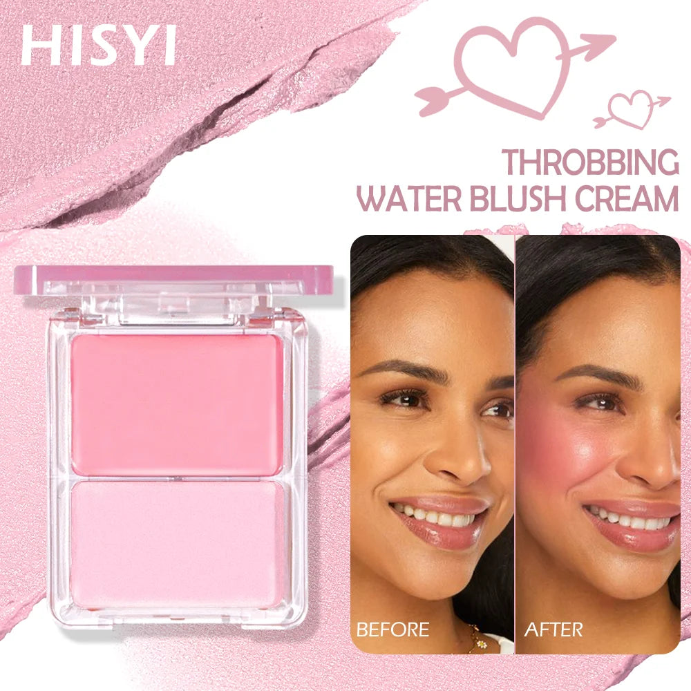 Dual Cream Blush Highlighter Buildable Pigment Dewy Cheek Face Glow Zpaxo