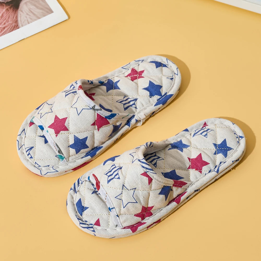 Indoor Home Slippers Soft Cotton Floral Floor Shoes Antilip Bedroom Zpaxo WuJiaoXing 37
