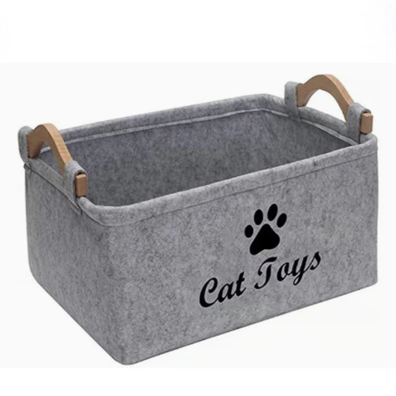 Felt Pet Toy Box, Dog Toy Box, Storage Basket Chest Organizer - Perfect For Organizing Pet Zpaxo GRAY