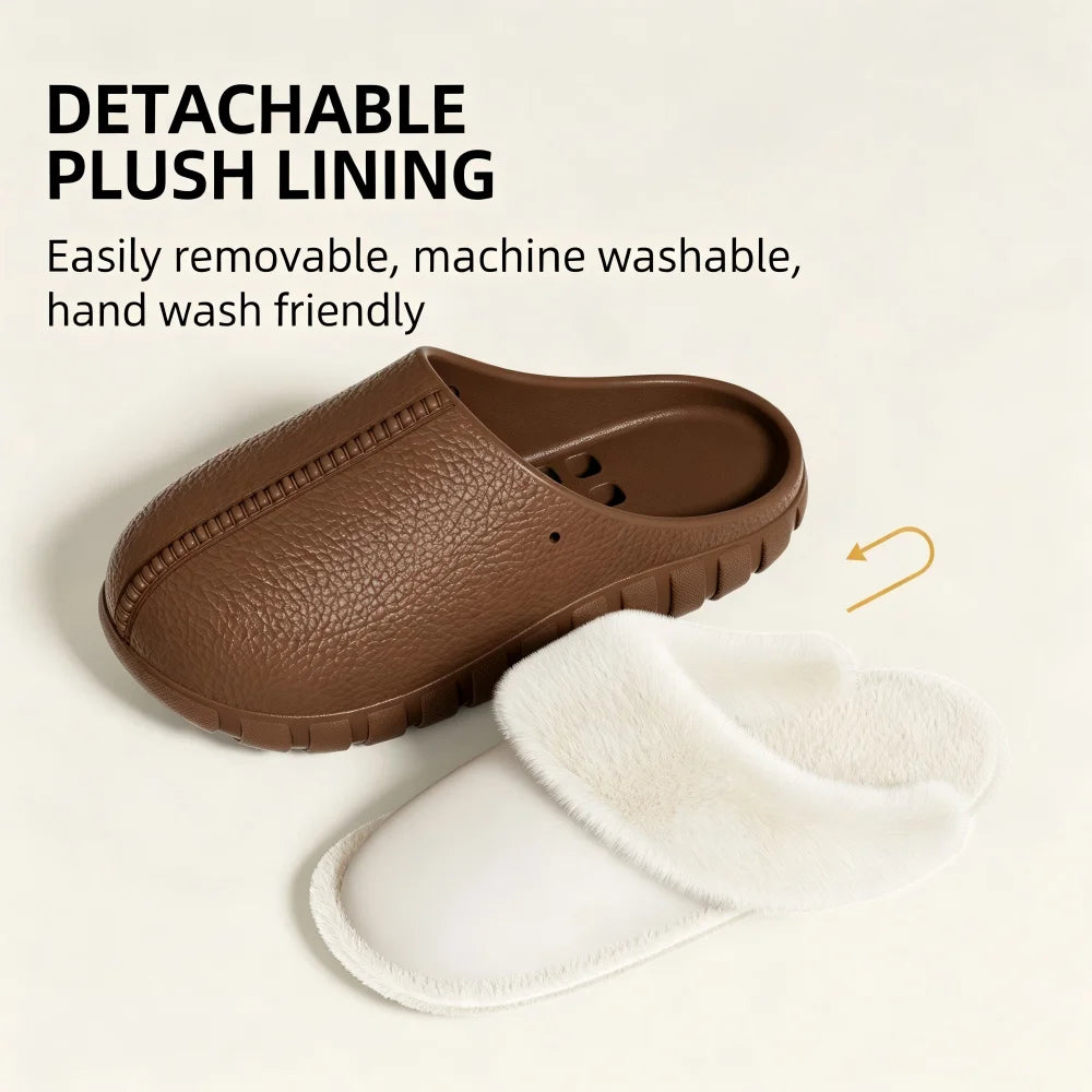 SHAJI Winter Warm Non Slip Indoor Home Slippers Removable Washable