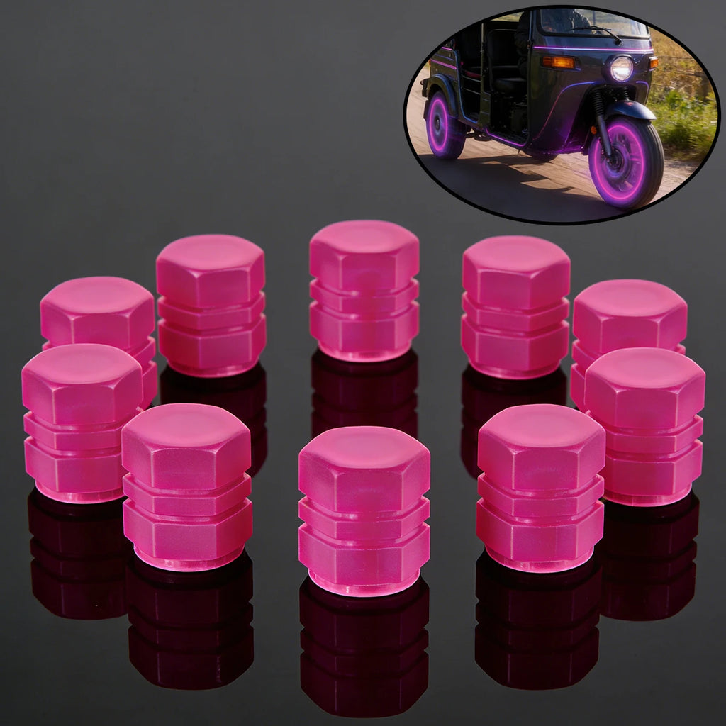 10-Pack Glow-in-the-Dark Tire Valve Stem Caps – Leak-Proof