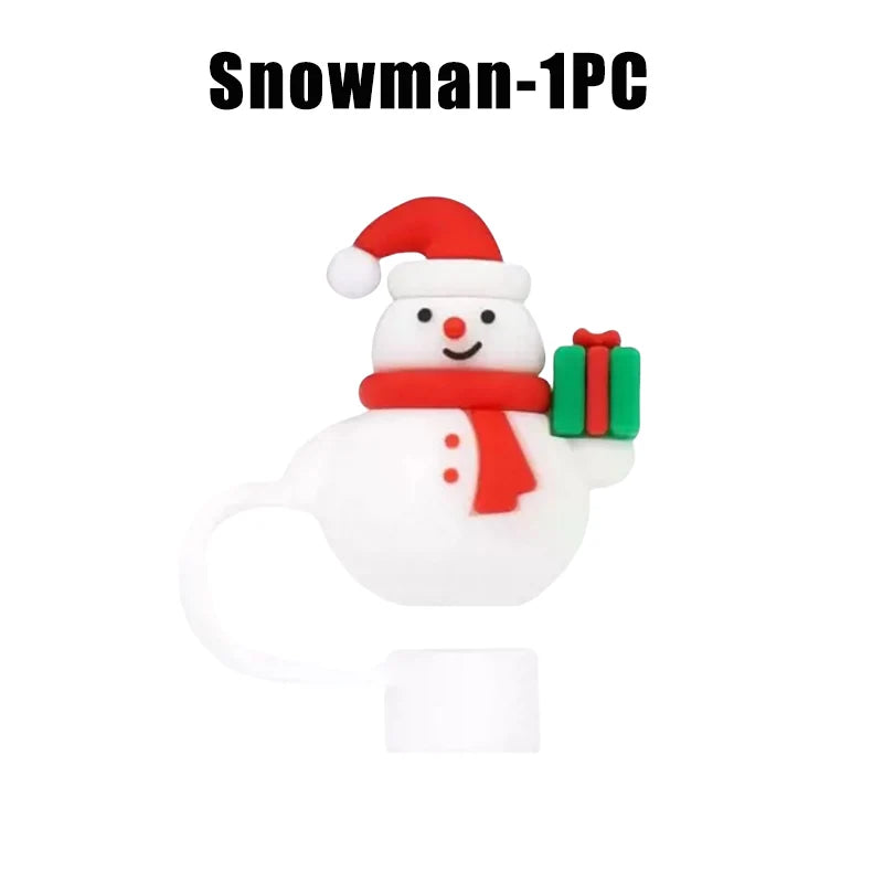 Christmas Straw Covers Caps Tumblers Dustproof Toppers Cups 30 Cup Zpaxo Snowman-1PC