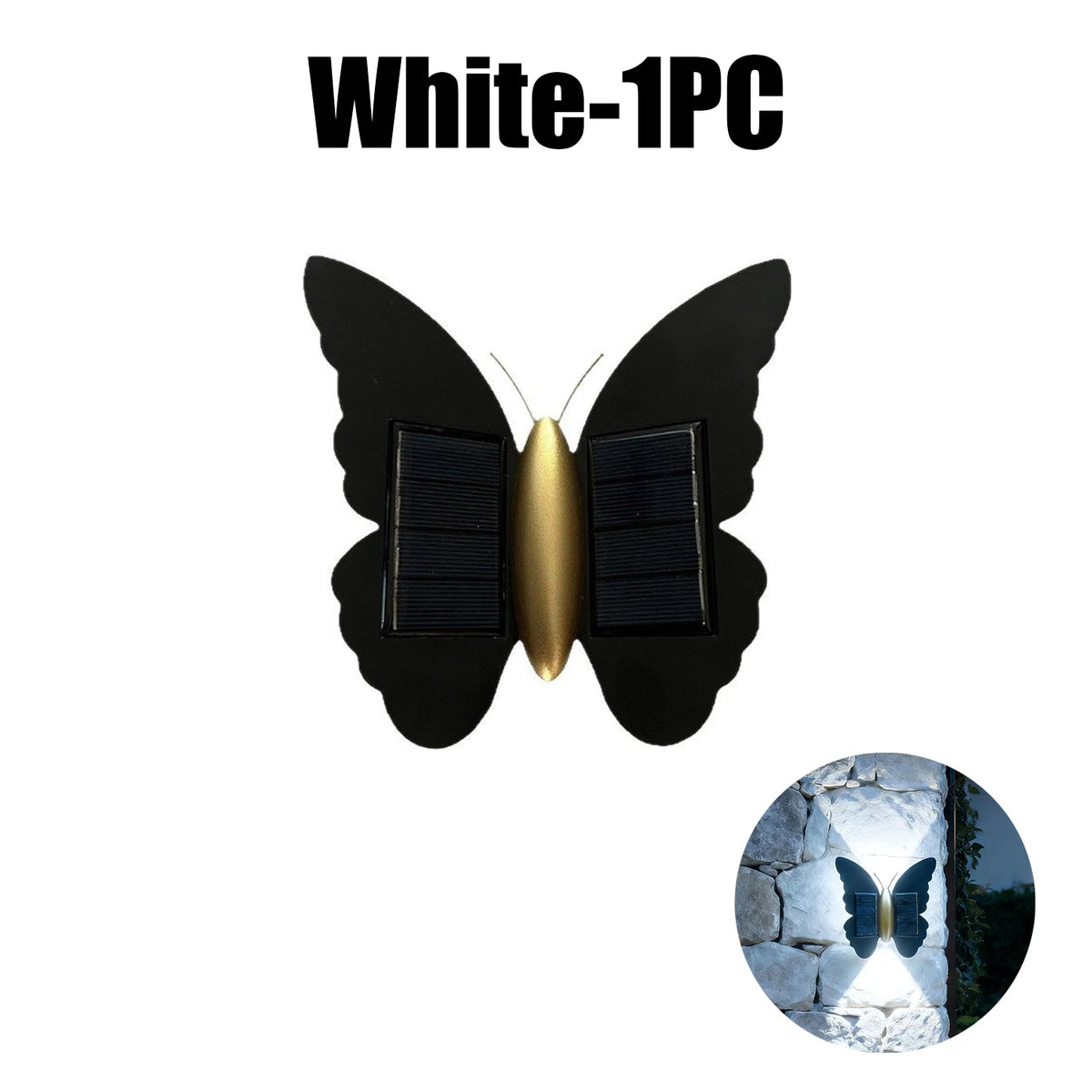 Solar Butterfly Wall Light Outdoor Modern Minimalist Design Stair Zpaxo White 1PC