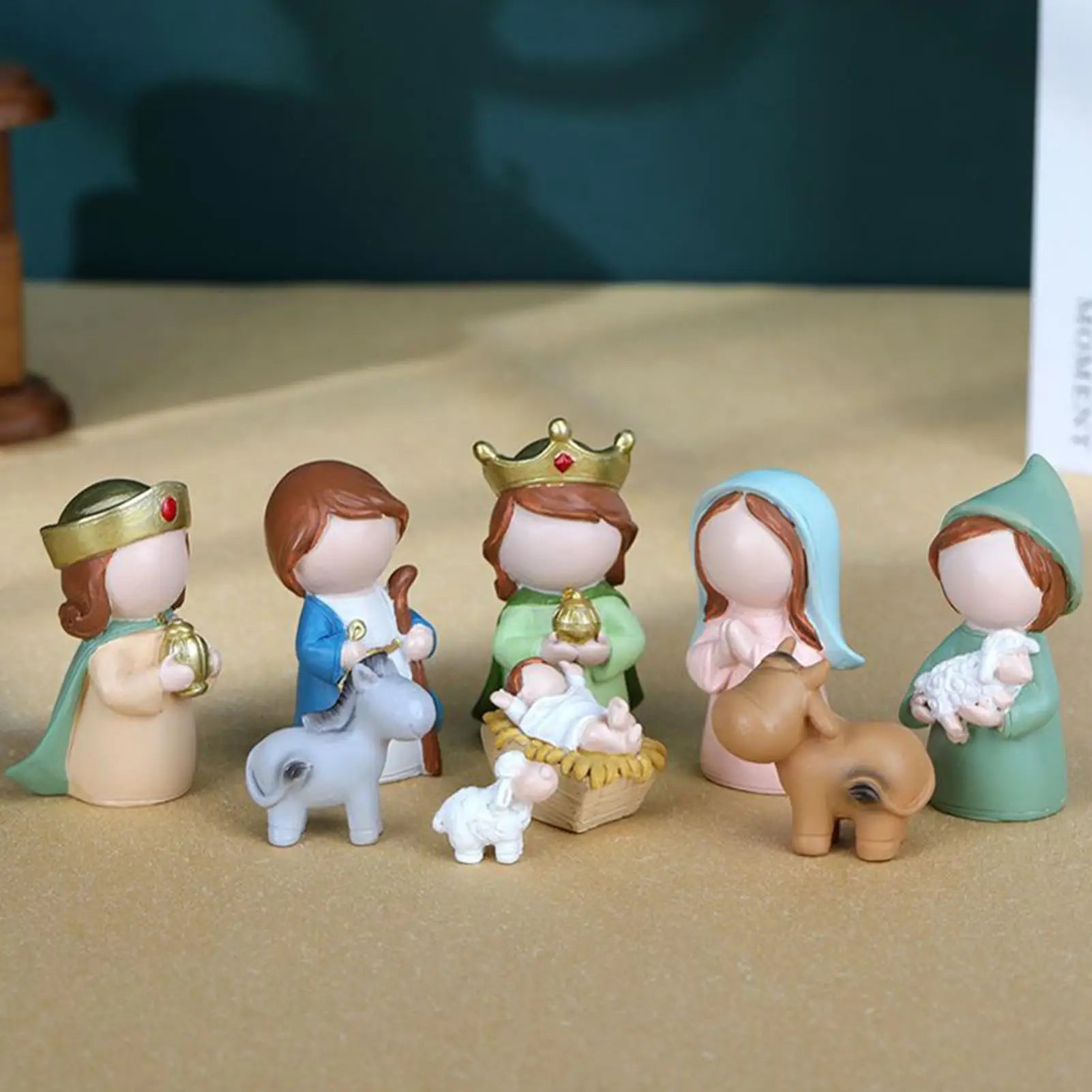 Christmas Nativity 12 Pieces Holy Family Manger Small Nativity Set Christmas Decor for Kids Adults Christian Desk Table Shelf Zpaxo