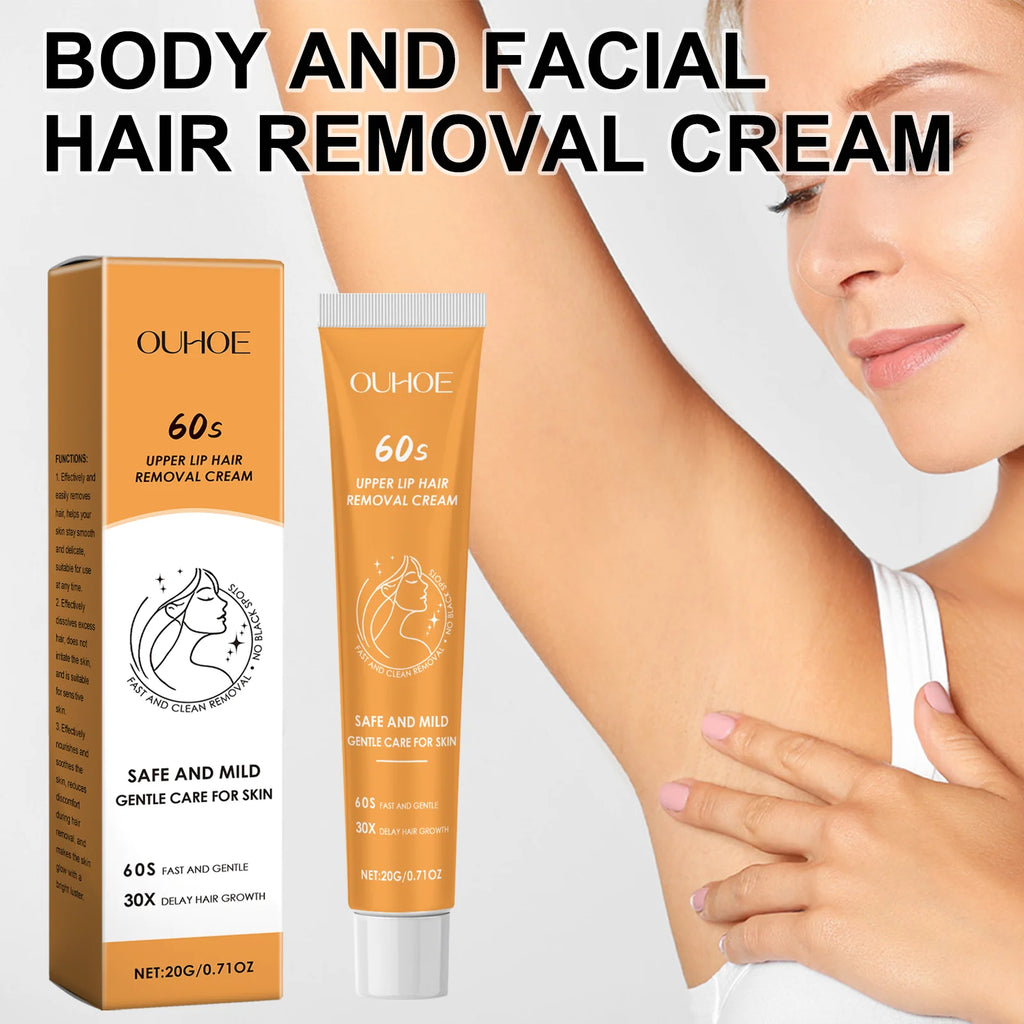 Body and Face Hair Removal Cream Gentle Smooth Skin No Irritation Non Drying Fast Hair Softening for Underarms Summer Care 20g Zpaxo
