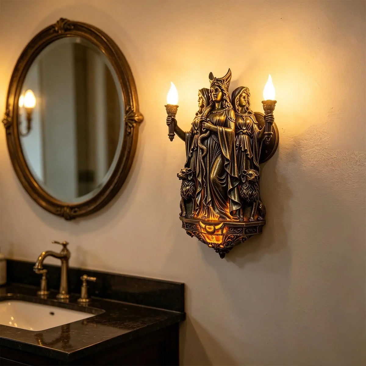 Sculpture Wall Sconce Decorative Gothic Statue Light Vintage Lamp Zpaxo