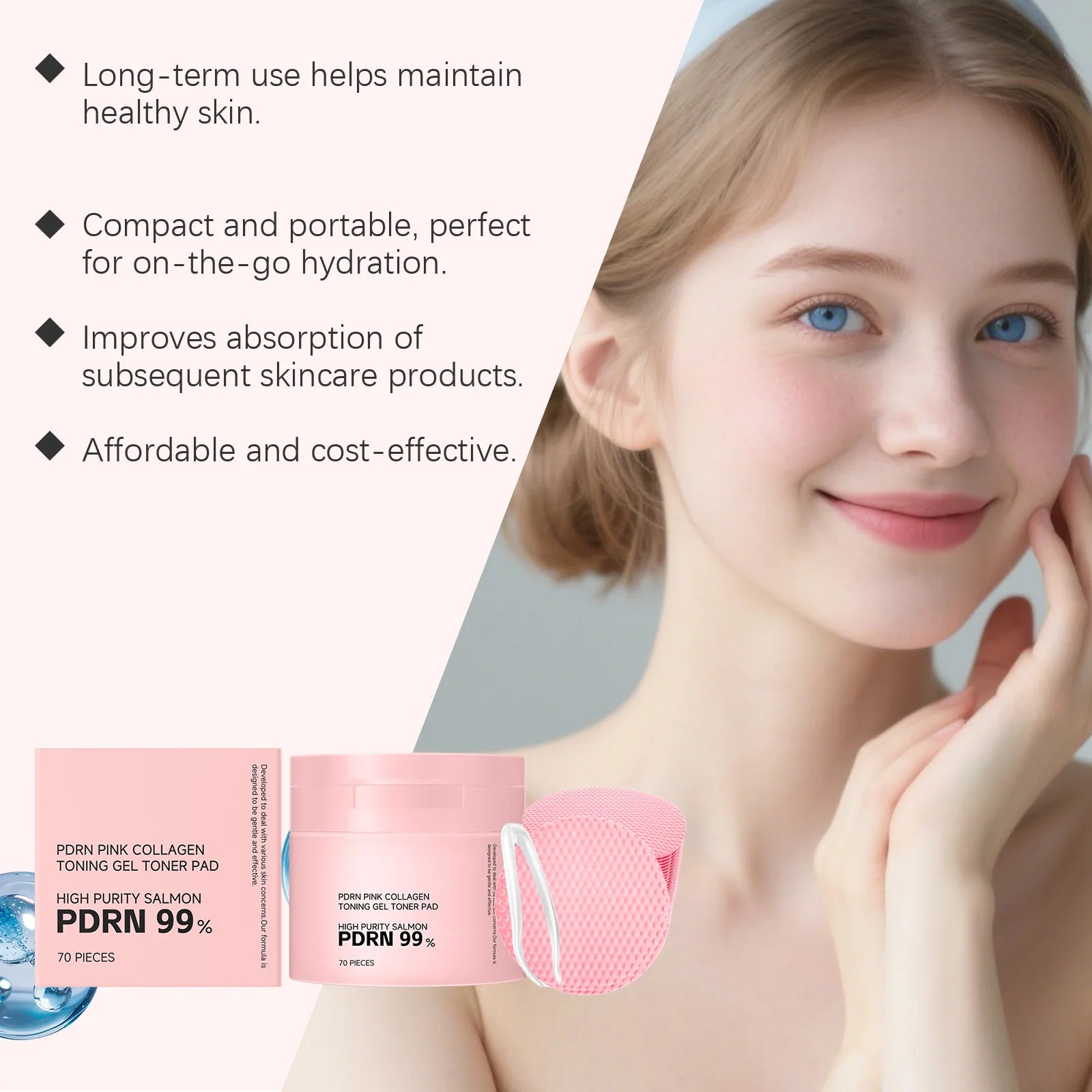 Hoygi PDRN Collagen Toner Pads – Brighten, Firm & Hydrate 70pc Toner Pads Zpaxo