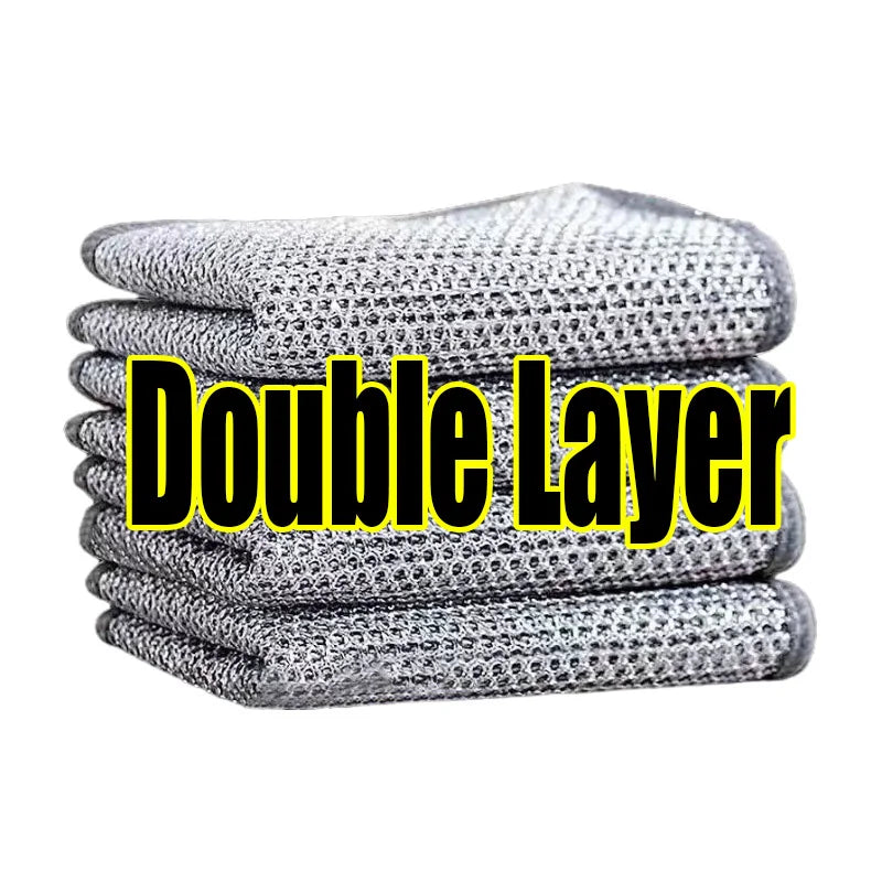 Steel Wire Cleaning Cloths SingleDouble Layer Metal Silver Wire Dishwashing Towels Kitchen Pot Pan Dish Non Stick Oil Rags Cloth Zpaxo Double Layer 20pcs