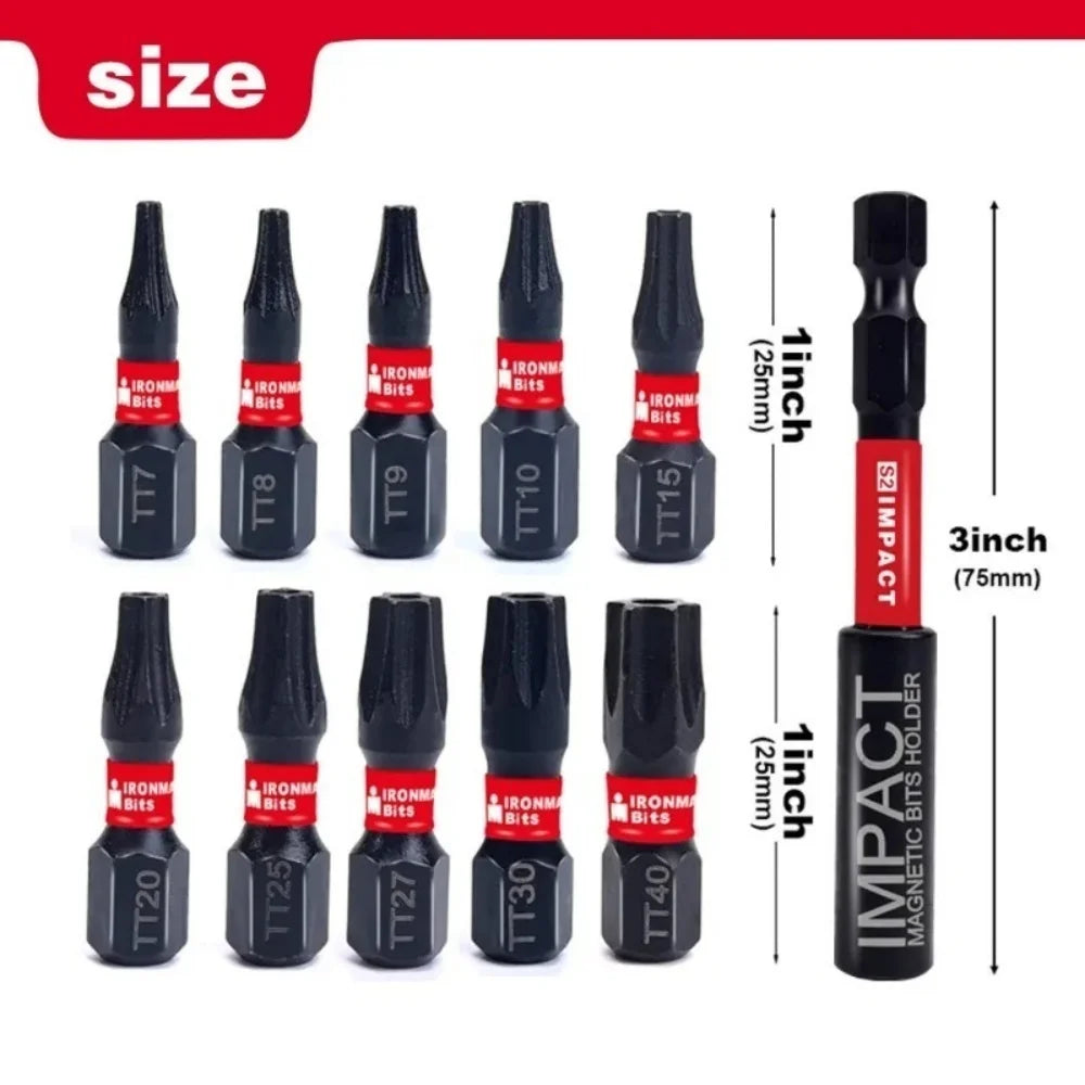 T6–T40 Torx Screwdriver Bit Set | Magnetic Impact Star Bits Screwdriver Bit Set Zpaxo
