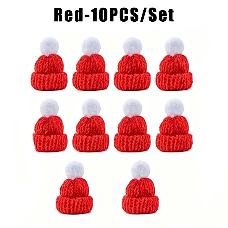Hand-knitted Christmas Bottle Cozy Adorable Mini Scarf Hat Decor DIY
