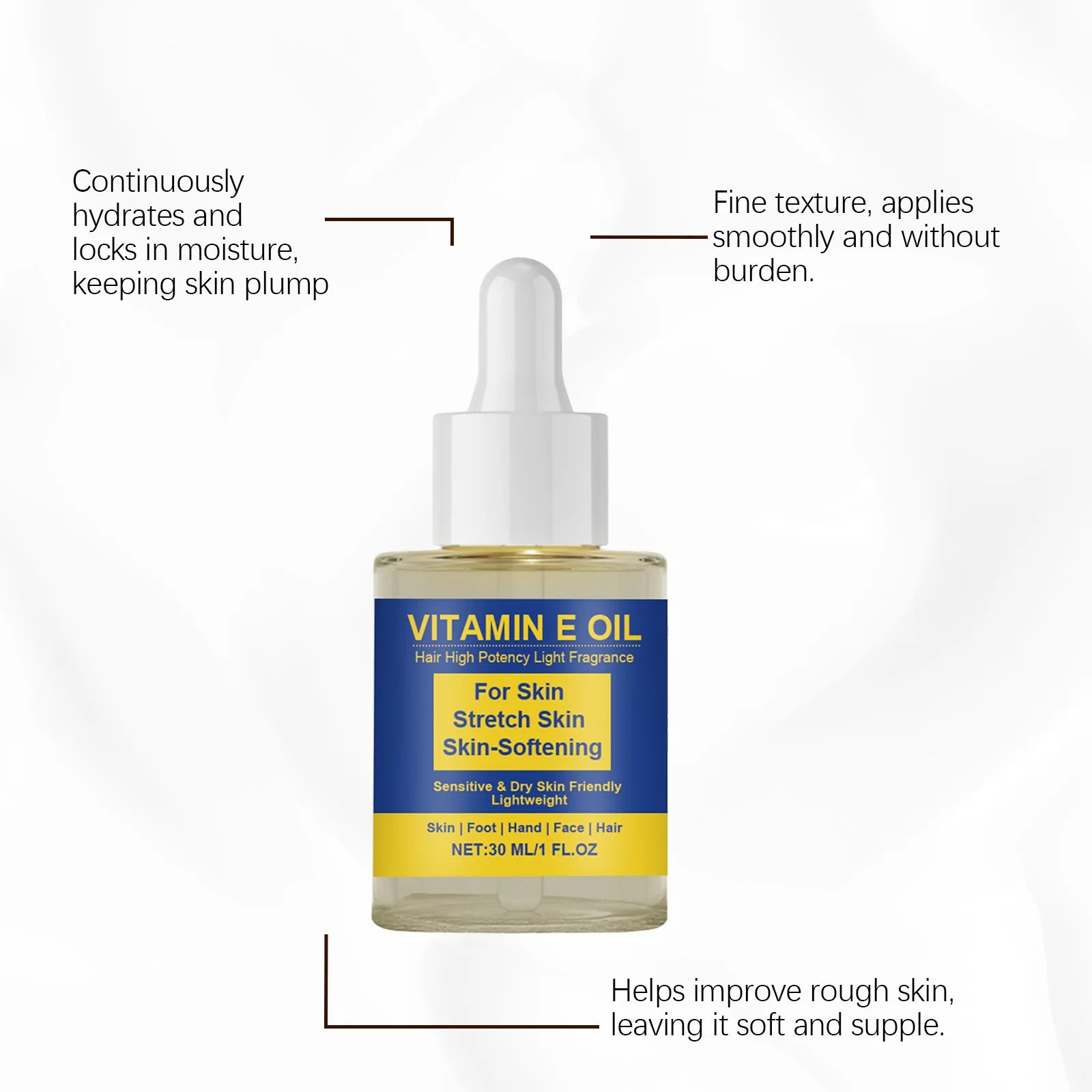 Vitamin E Body Oil – Moisturize Skin, Hands, Feet & Scalp Vitamin E Body Oil Zpaxo