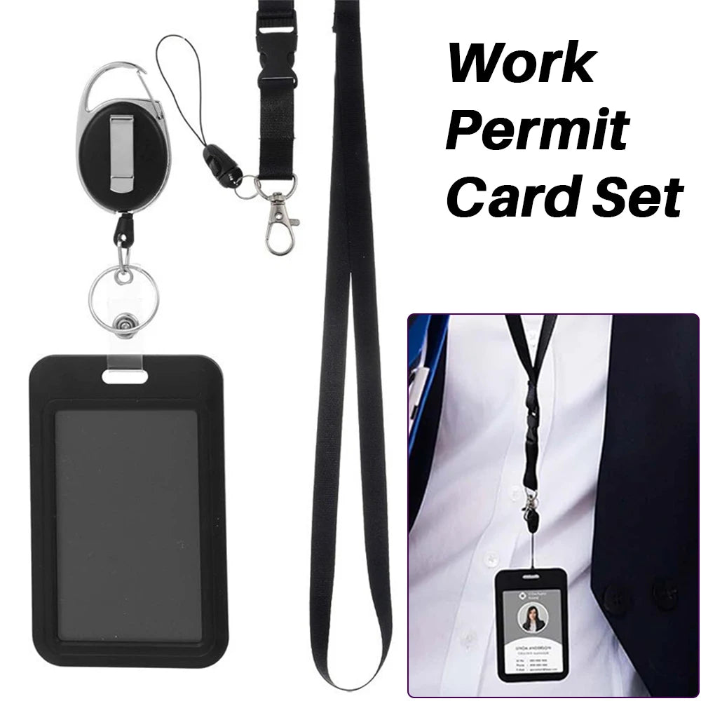 Retractable Lanyard ID Badge Holder Set – Hard Shell Card Case