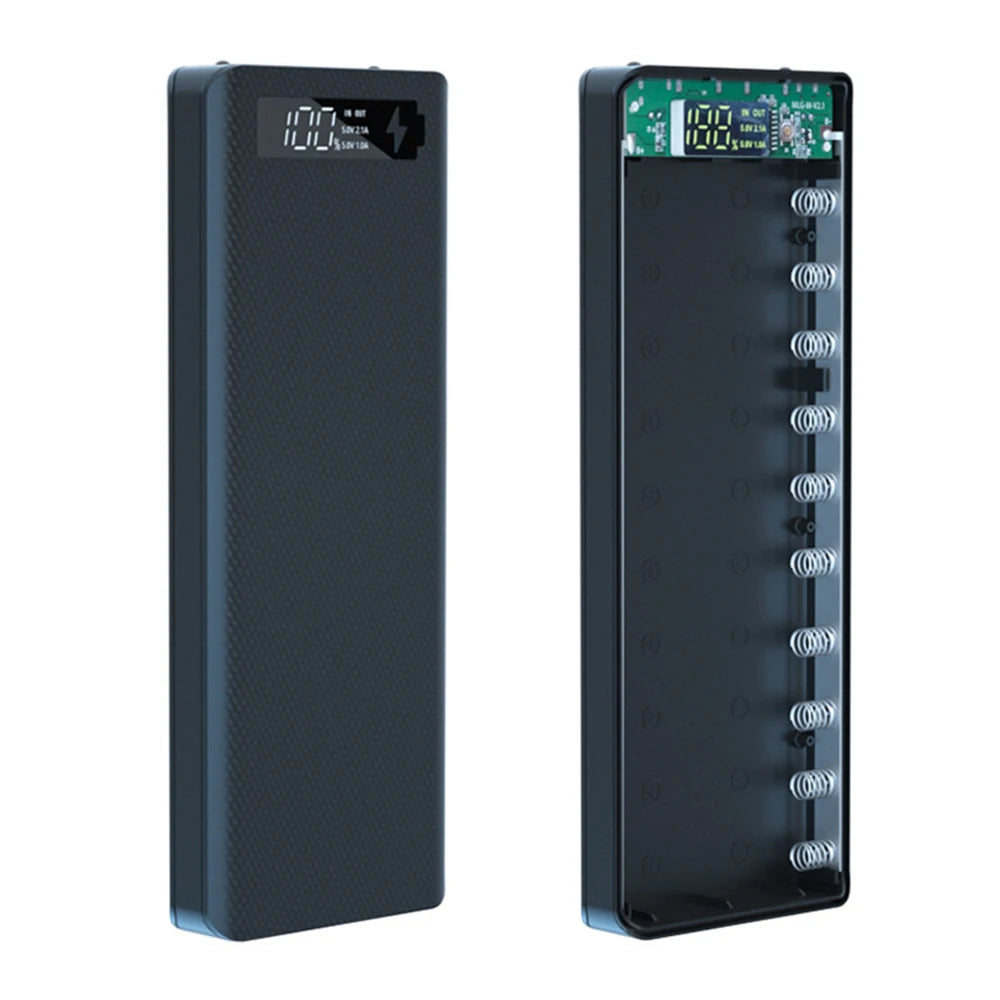 DIY 10*18650 Power Bank Case External 5V PD Fast Charging Battery Charge Storage Box Shell For Charging Mobile Phones Portable Zpaxo