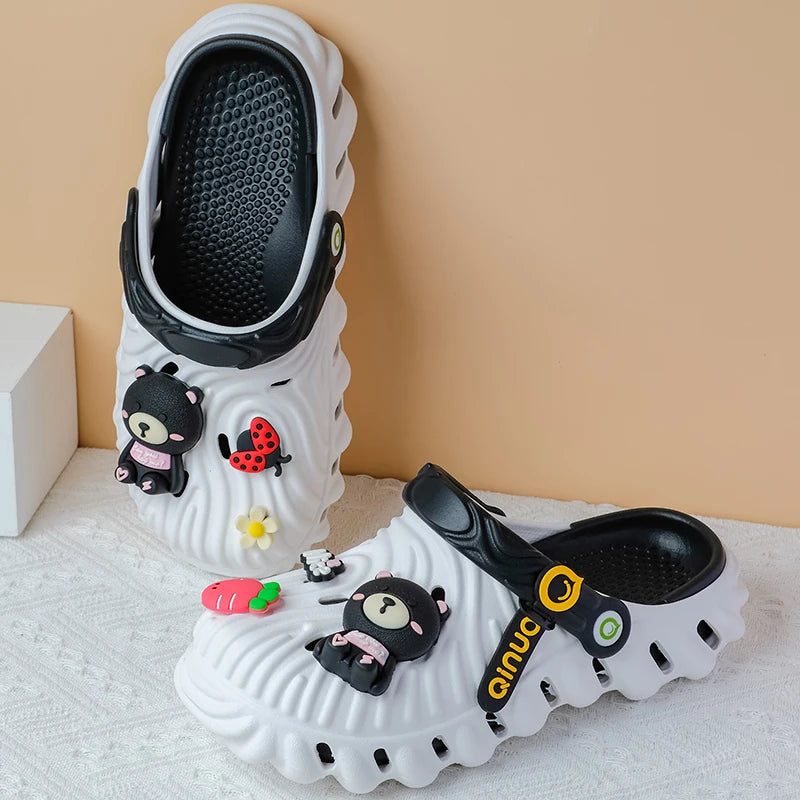 Women's Diy Cute Bear Clogs Sandals Summer 2025 Slip Wedge Platform
