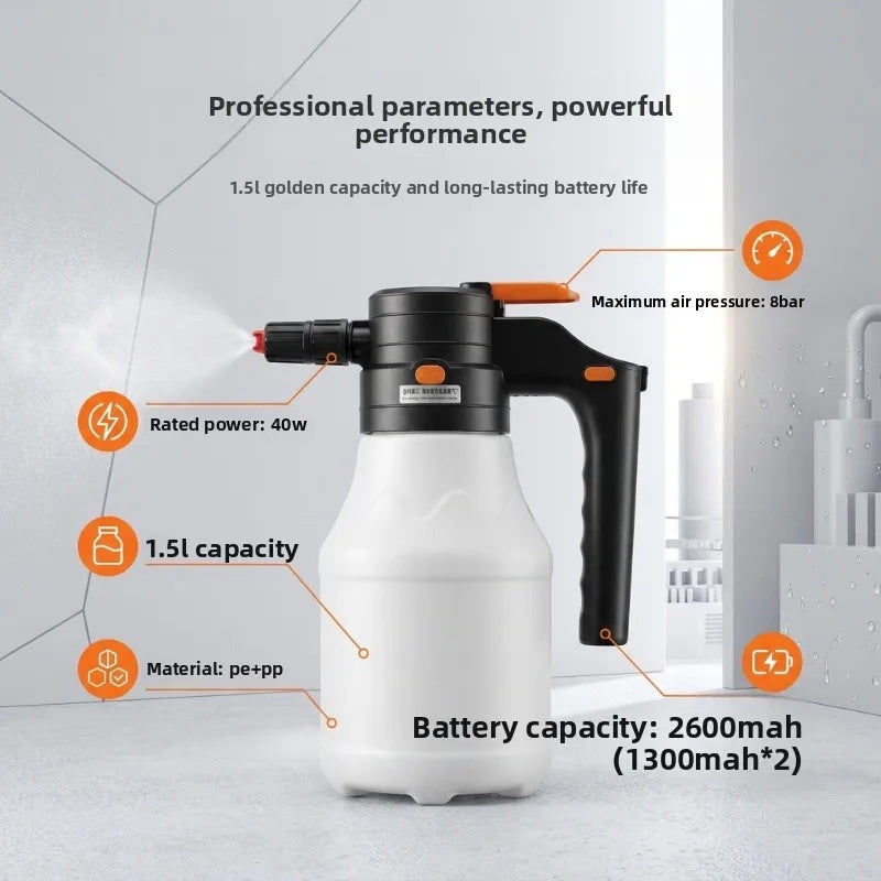 1.5L Electric Foam Sprayer – Portable High-Pressure Car Wash Gun