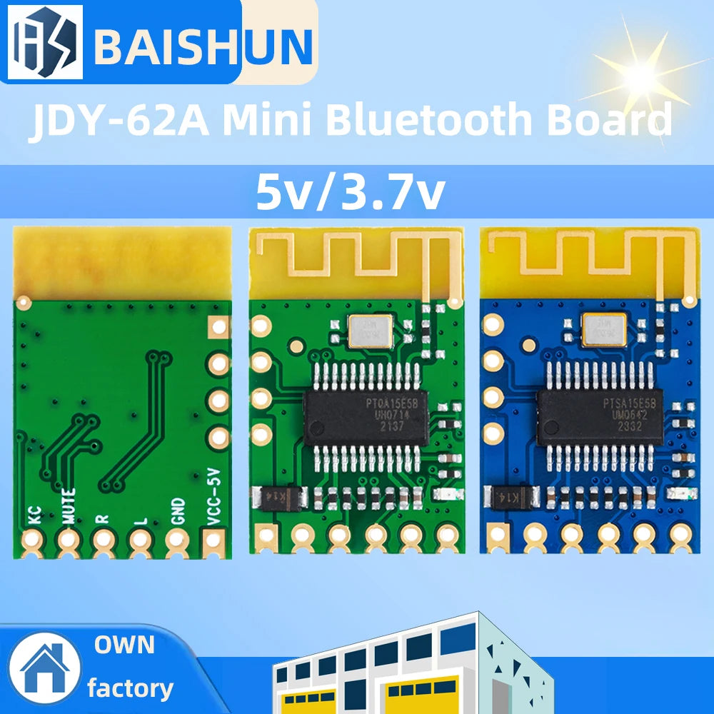 JDY-62A Mini BLE 5.0 Stereo Audio Wireless Module Board | Bluetooth-Compatible, Auto Sleep, for Android & iOS Zpaxo