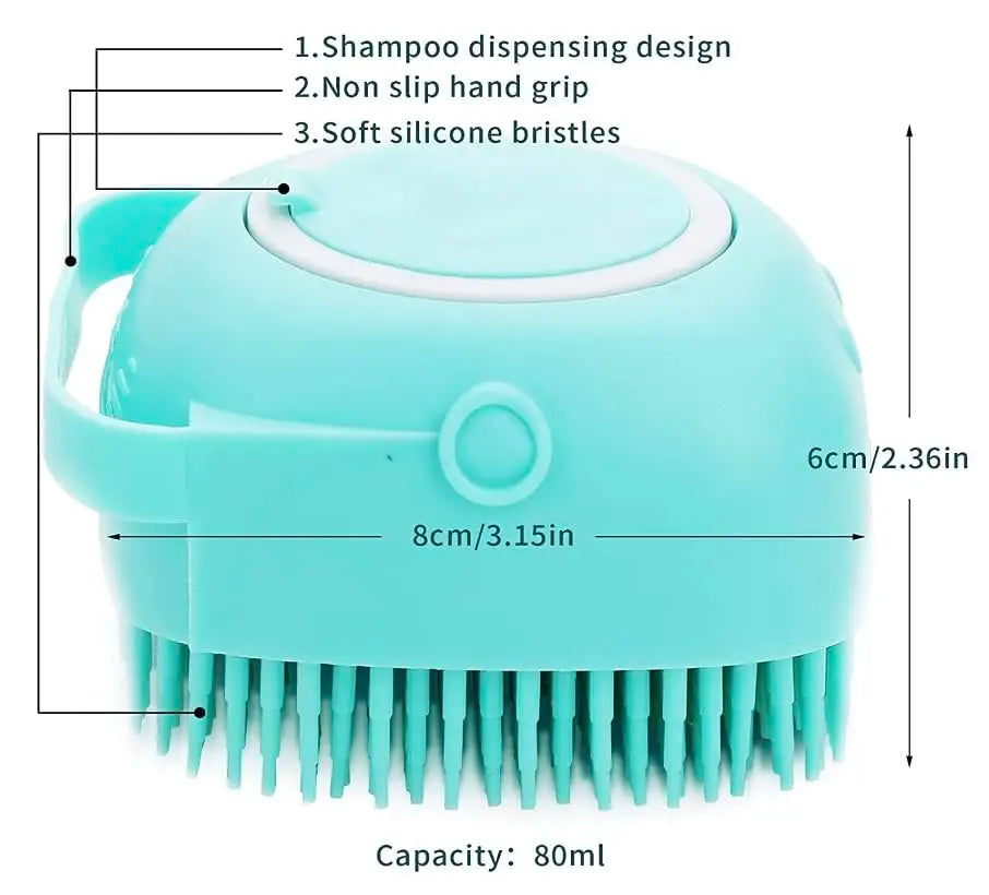 Silicone Pet Bath Brush with Soap Dispenser | Dog & Cat Grooming