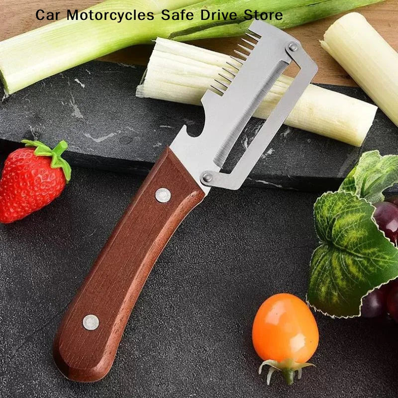 CMMultifunctional Stainless Steel Peeler Wooden Handle 3-in-1