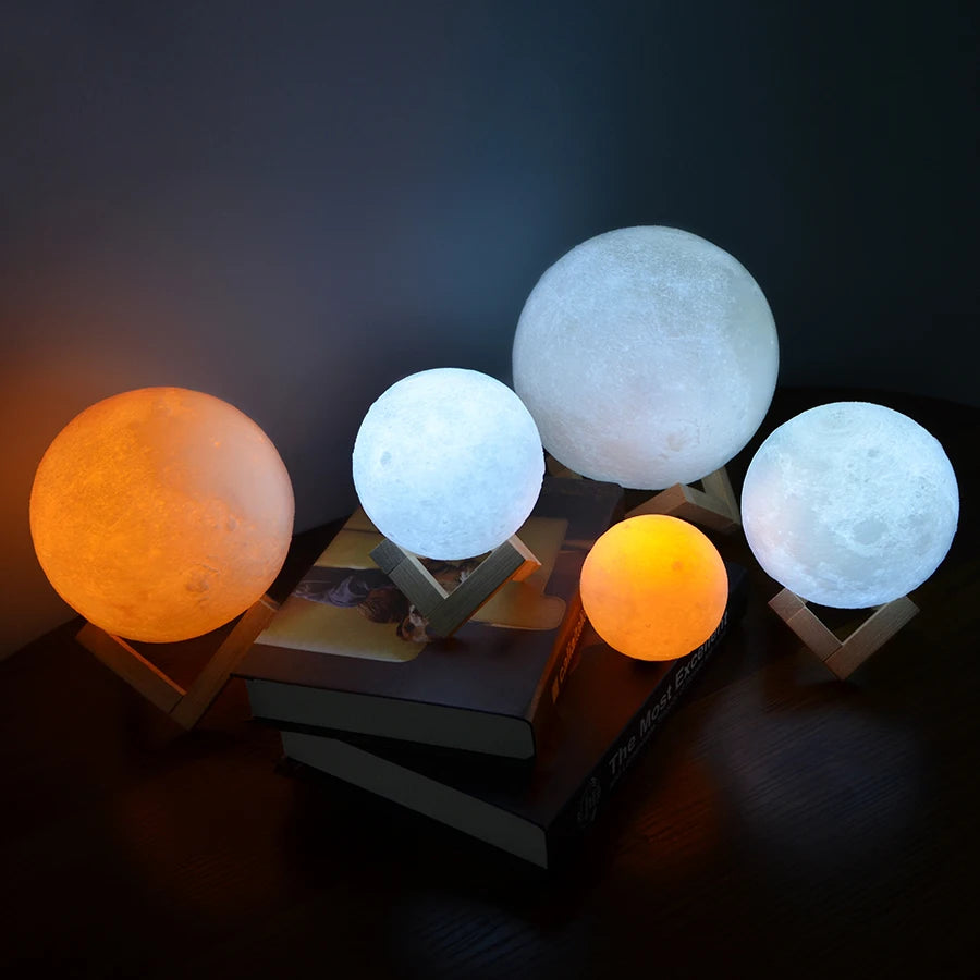 Dropship 3D Printed Star Moon Lights Colorful Rechargeable Touch Night Lamps Home Decor Creative Gift USB LED Night Light Zpaxo