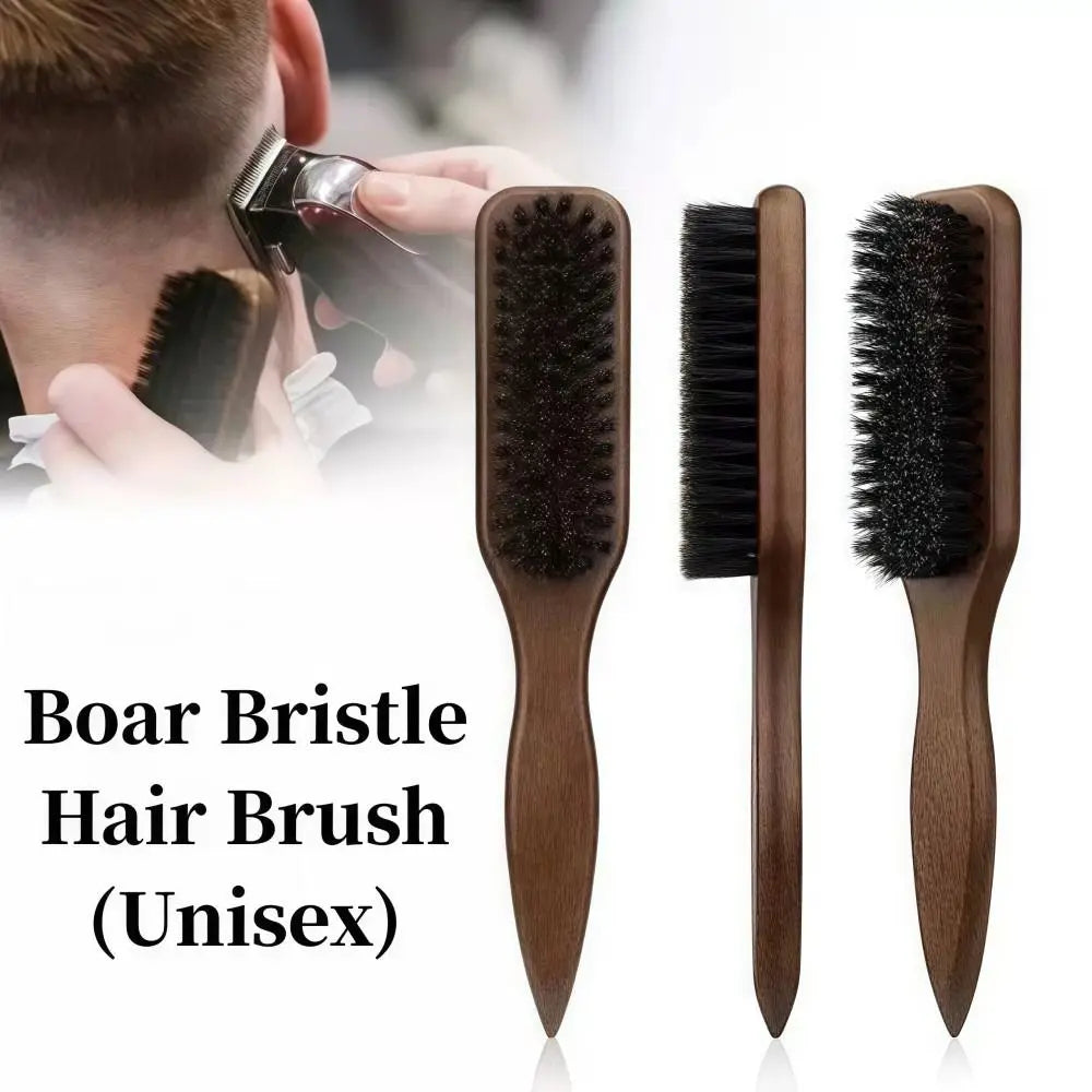 Smooth Boar Bristle Hair Brush Backcombing Wooden Handle Barber Styling Bristle Brush Edge Control Durable Back Hair Brush Zpaxo