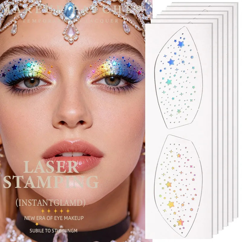 6 Pairs Eye Shadow Stickers Waterproof Temporary Tattoo Makeup Silver