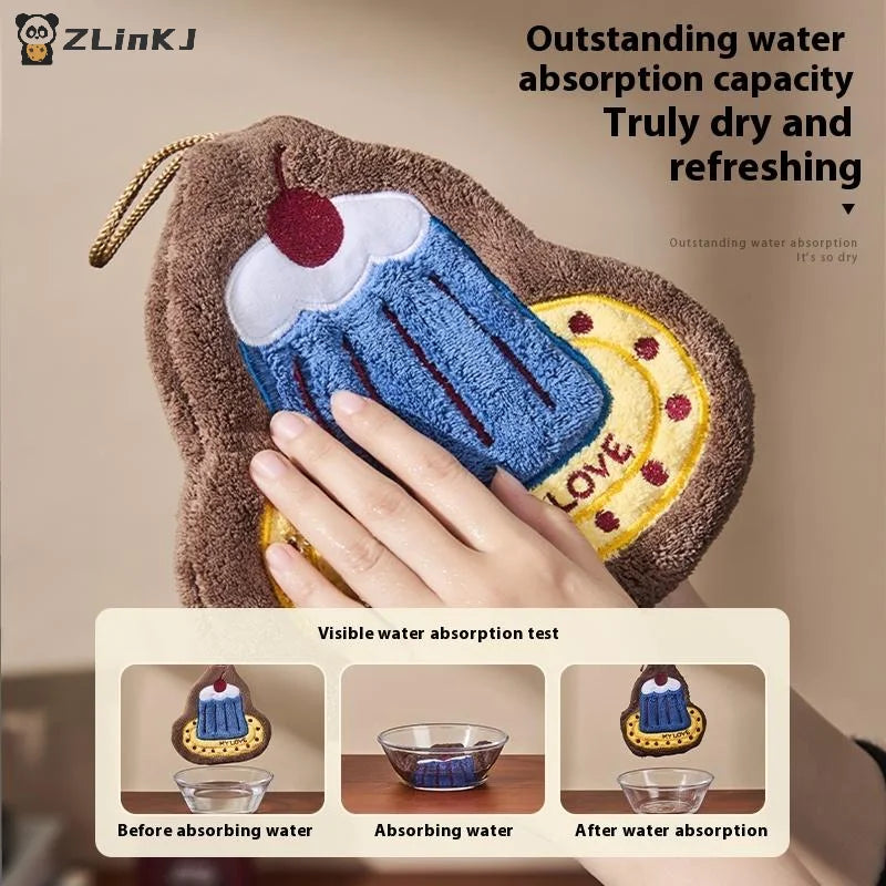 ▶1PCS Cute Cheese Bread Cake Shape Super Water-absorbing Soft Hand Towel For Bathroom Kitchen Washing Hands Cloth Zpaxo