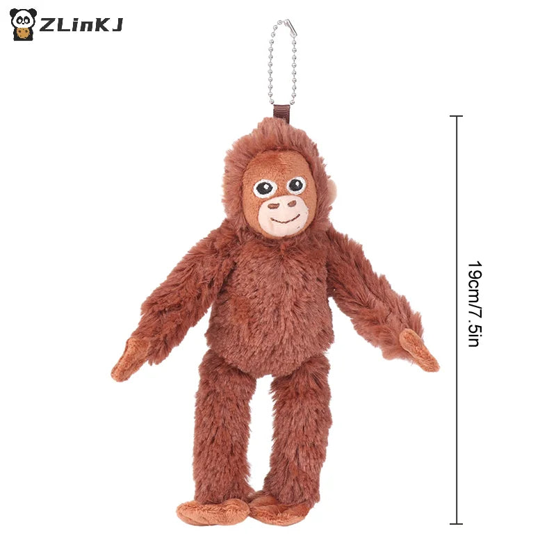 ▶1Pc Cartoon Gorilla Plush Toy Chimpanzees Monkey Pendant Soft Stuffed Doll Keychain Backpack Car Bag Key Ring Zpaxo