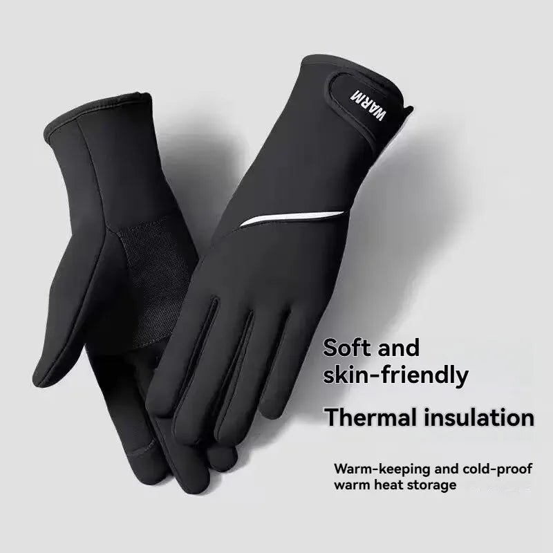 Cycling Non-slip Gloves Women's Winter Velvet Warm Windproof Outdoor Zpaxo black