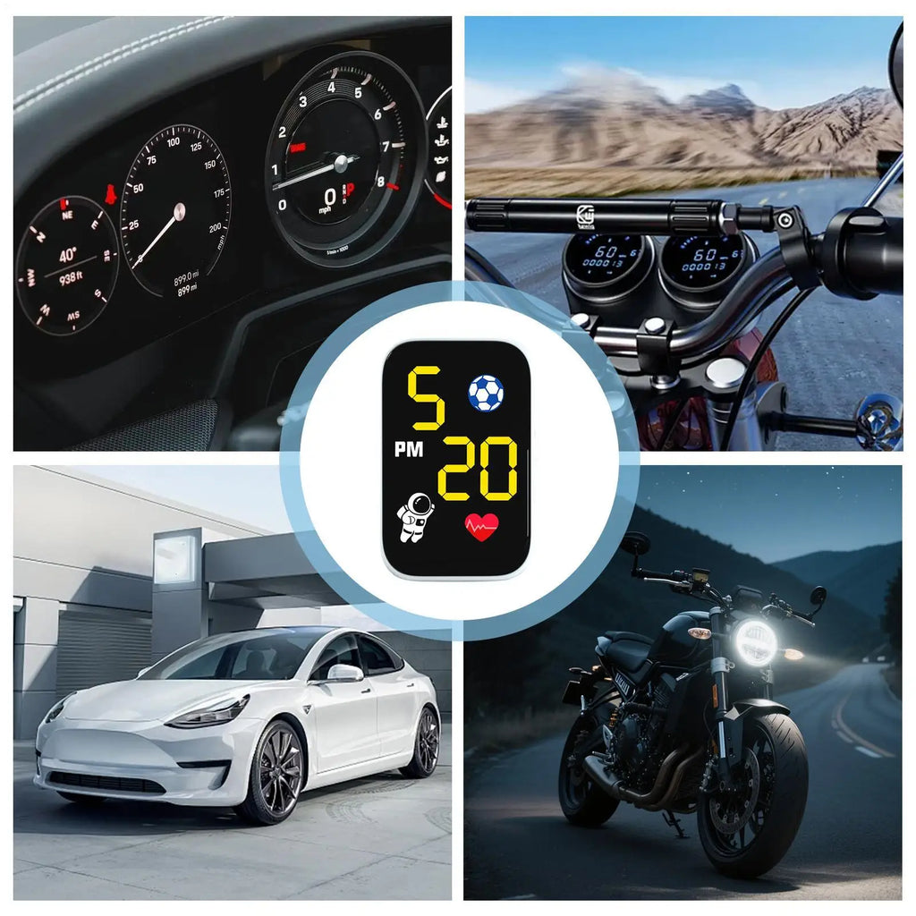 Waterproof Mini Motorcycle Clock Dashboard Mount LED Light Compact