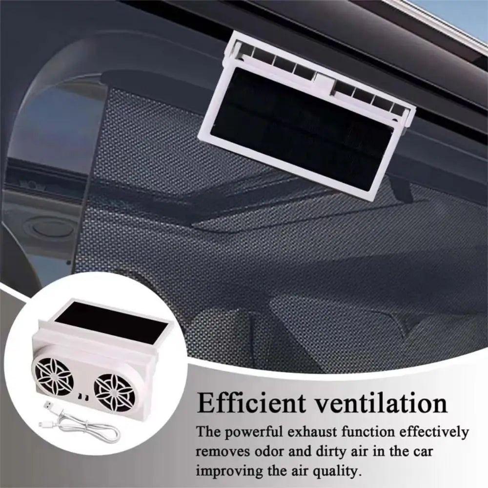 Solar Panel Car Window Fan USB Charging Powerful Ventilation Powered Zpaxo
