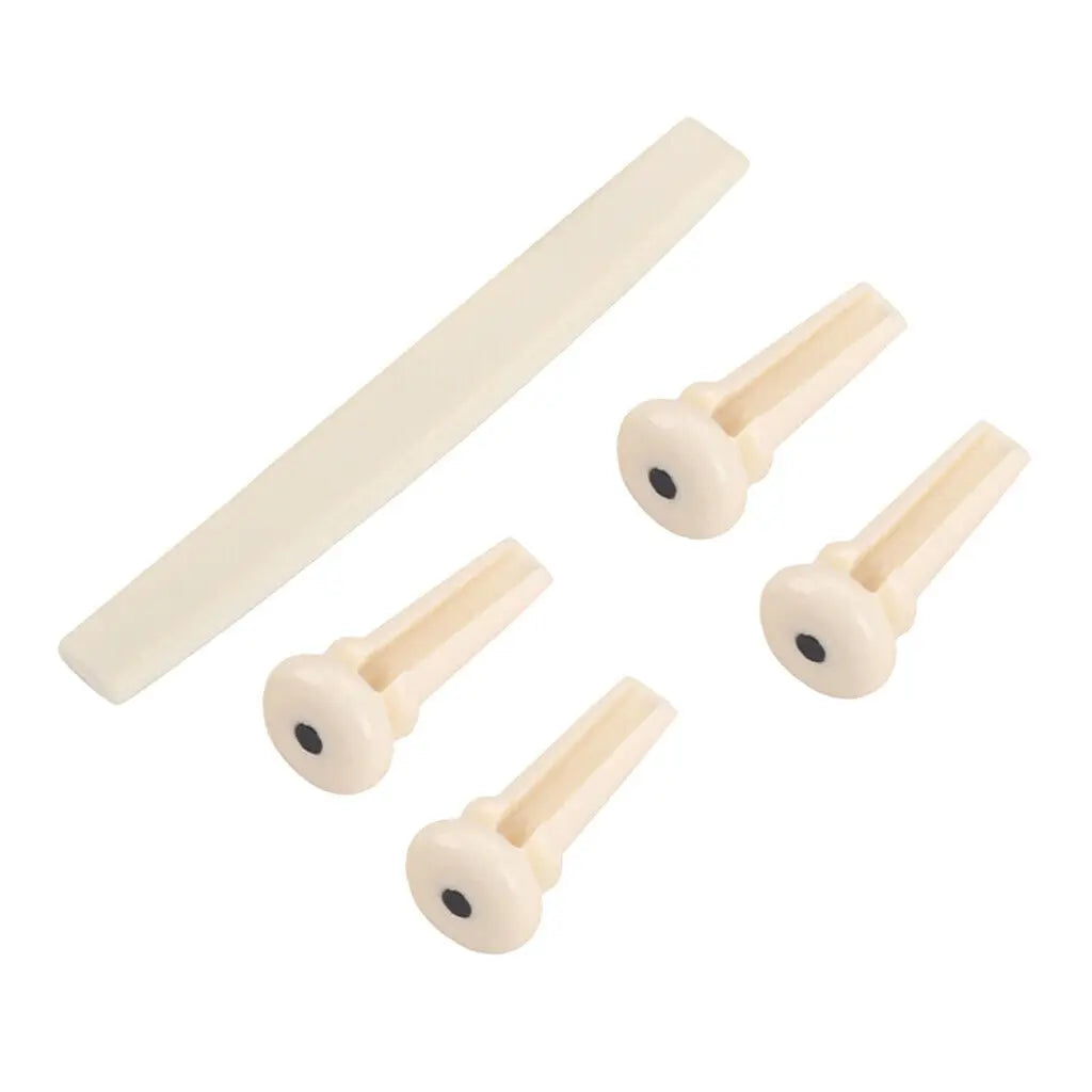 Acoustic Bass Guitar Cream Bridge Pins+ Saddle Instrument Replacement