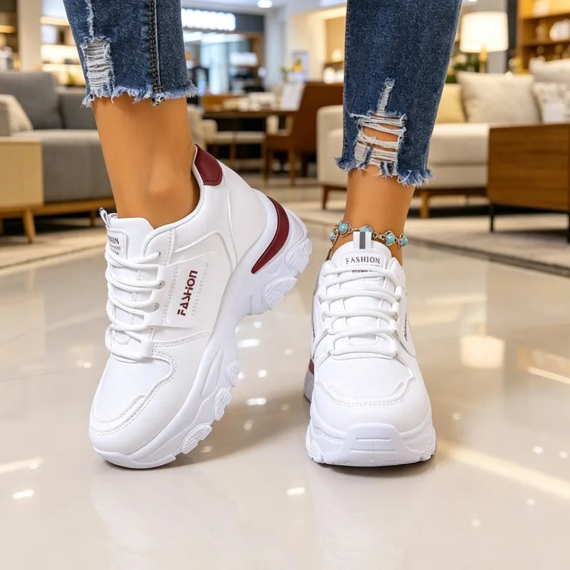 Women's Comfortable Thick Sole Heel Lace Sneakers Women Spring Autumn Zpaxo
