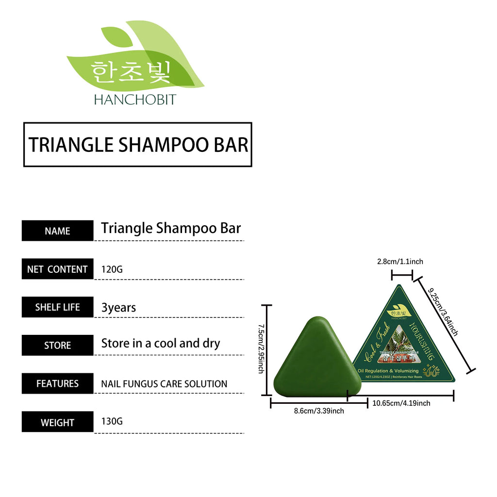 Triangle Herbal Nourishing Shampoo Bar Clean Scalp Reduce Loss Strengthen Hair Control Water-oil Balance Repair Damaged Zpaxo
