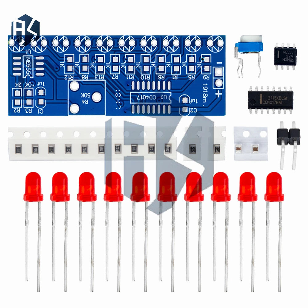 1~10PCS DIY Electronic Kit (NE555 + CD4017): Running LED Flow Light Production Suite Zpaxo