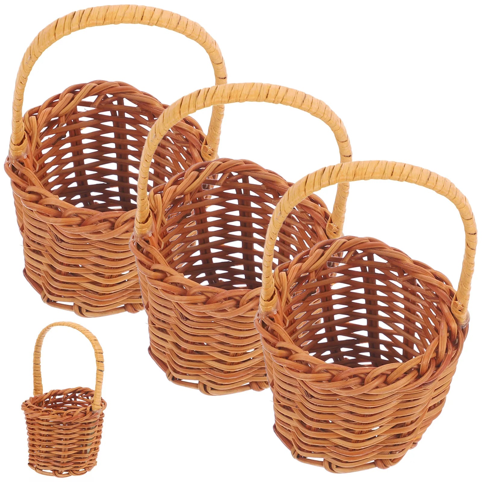 Mini Rattan Basket Small Exquisite Rustic Woven Flower Arrangement