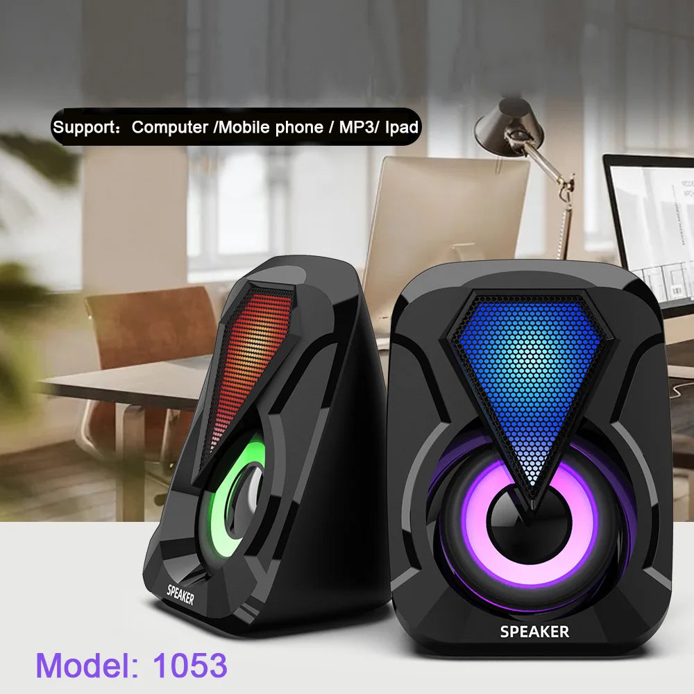 USB Wired Computer Speaker Bass Stereo RGB Light Laptop Smartphone Zpaxo