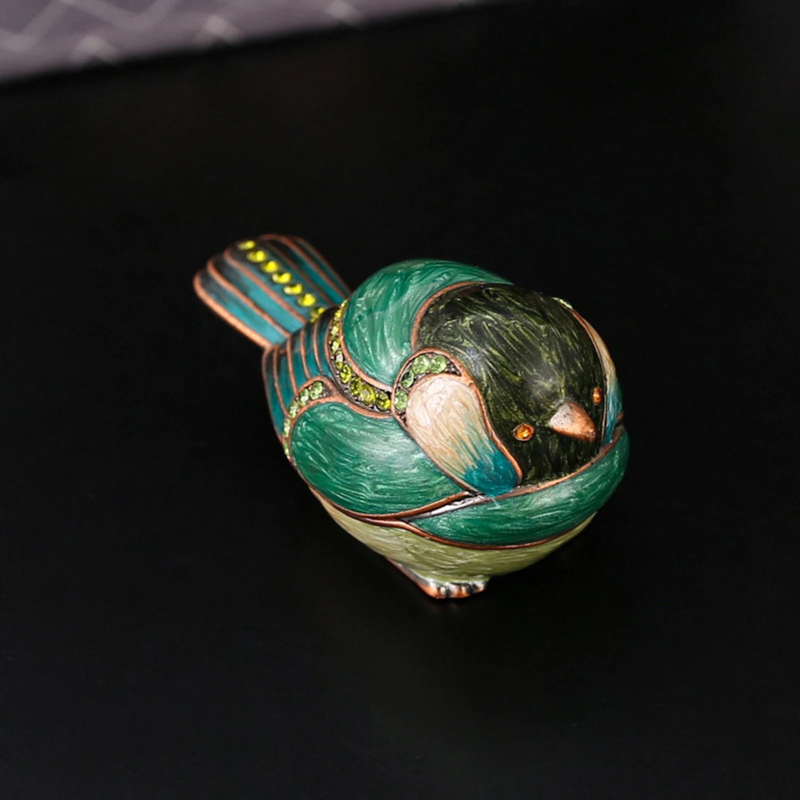 Bird Trinket Box Shape Enamel Jewelry Earring Organizer Rhinestone