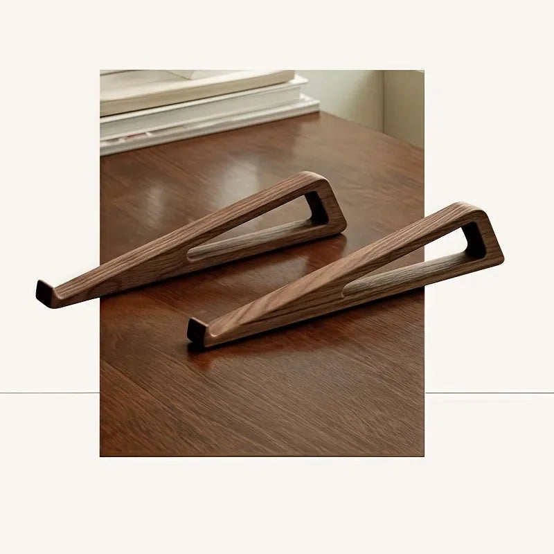 Portable Foldable Wooden Laptop Stand-Ergonomic 12° Adjustable Angle, Cooling Ventilation Triangular Design,Office Accessory Zpaxo