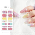 14 Strips Semi Cured Gel Nail Stickers Floristic Full Cover Gel Nail Polish Strips French Nail Art Glittering Nail Art Stickers Zpaxo DC-14