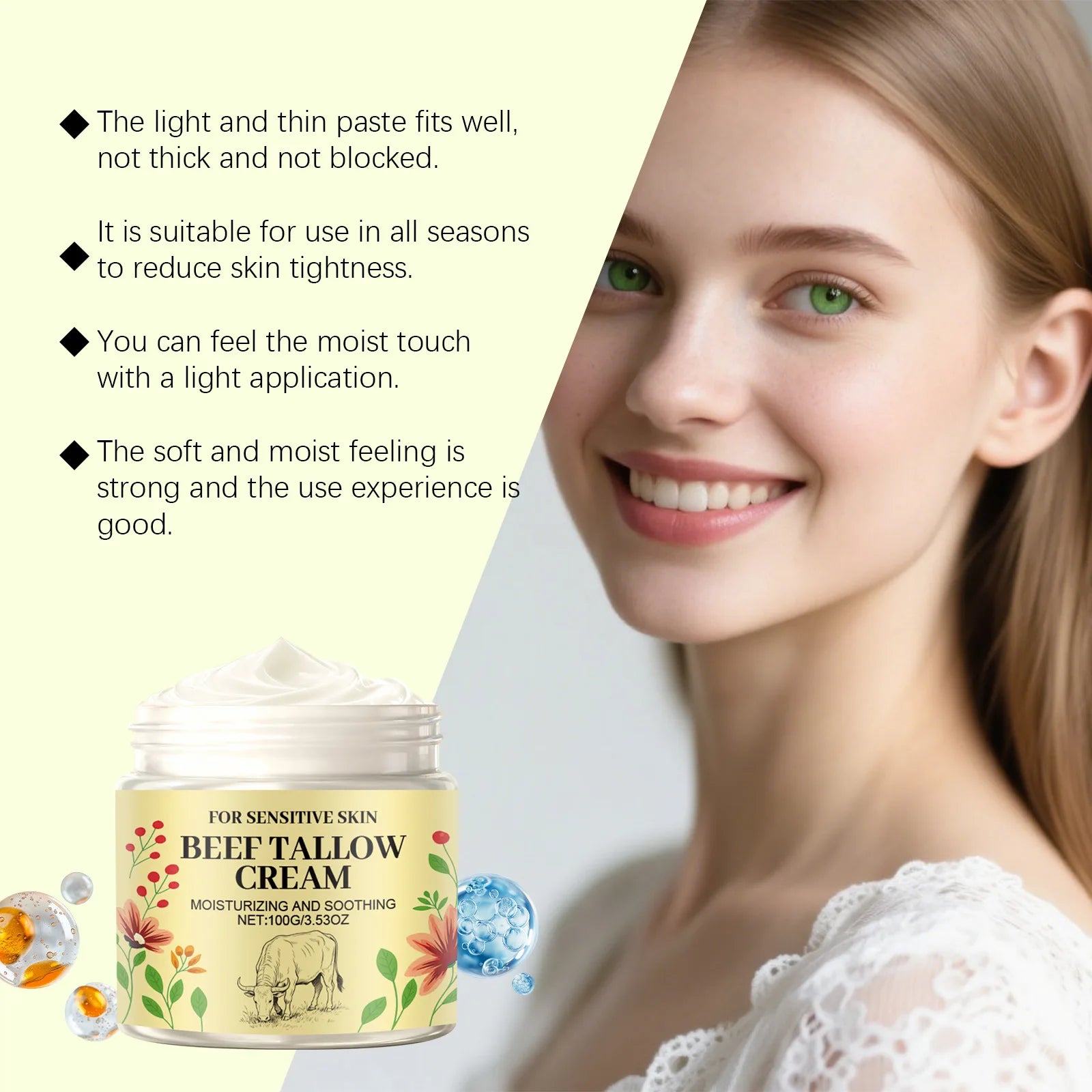 Beef Tallow Body Cream – Deep Moisturizer for Dry Skin 100g Body Moisturizing Cream Zpaxo