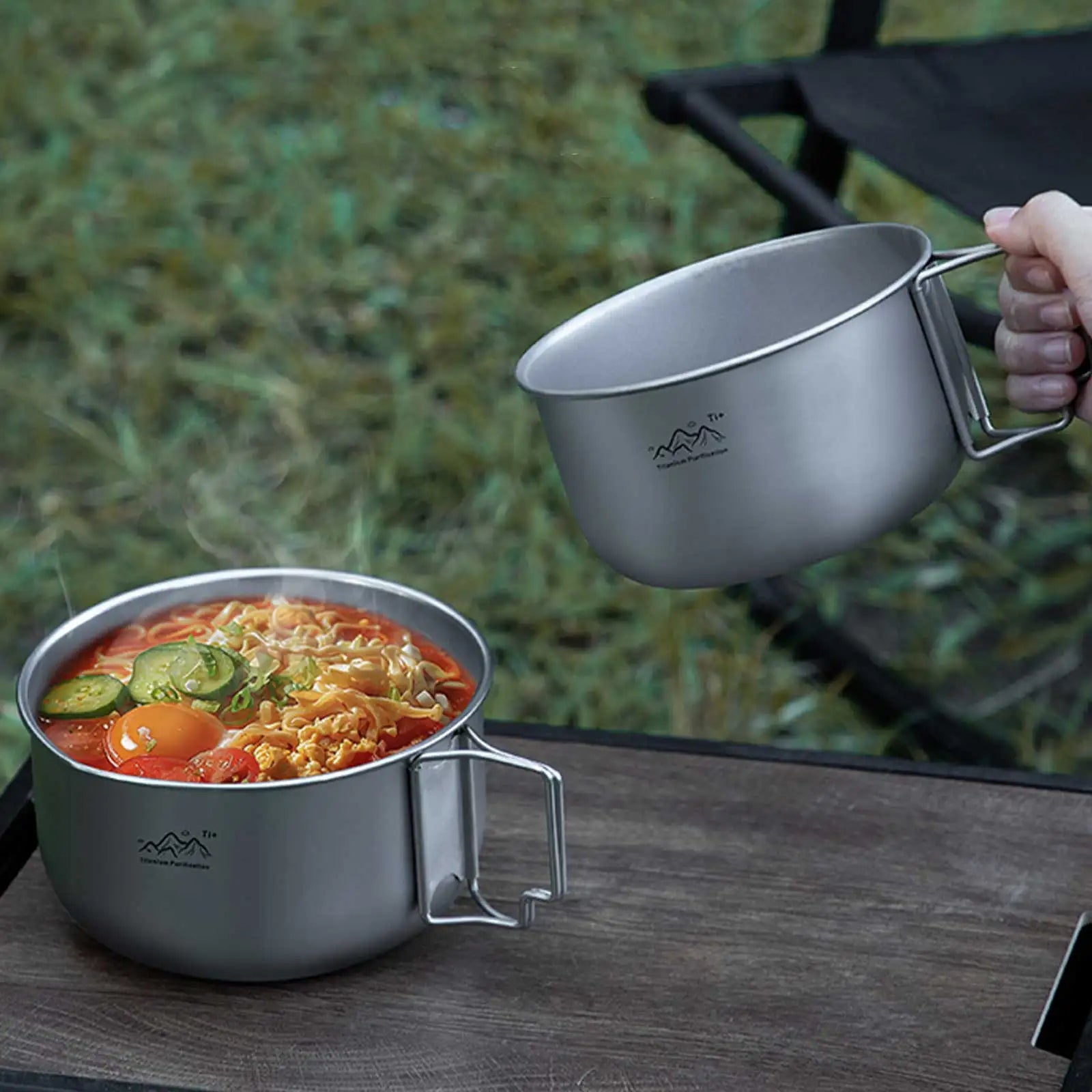 Titanium Camping Bowl Multi-functional Foldable Soup Pot Reusable
