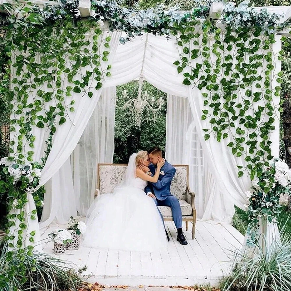 12/24Pcs Artificial Ivy Leaves Greenery Garland Fake Watermelon Vine Hanging Plants for Wedding Party Decoration Zpaxo