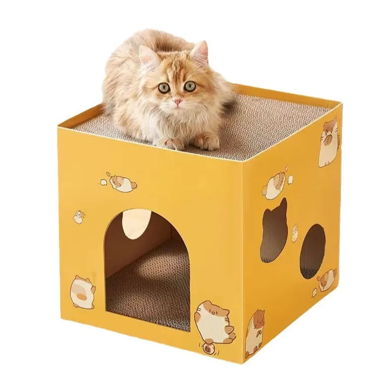 Cat Cardboard House with Scratch Pads Corrugated Cardboard Scratcher Cat Box Cats Bed for Cat Rabbit Small Animals Bunny indoor Zpaxo