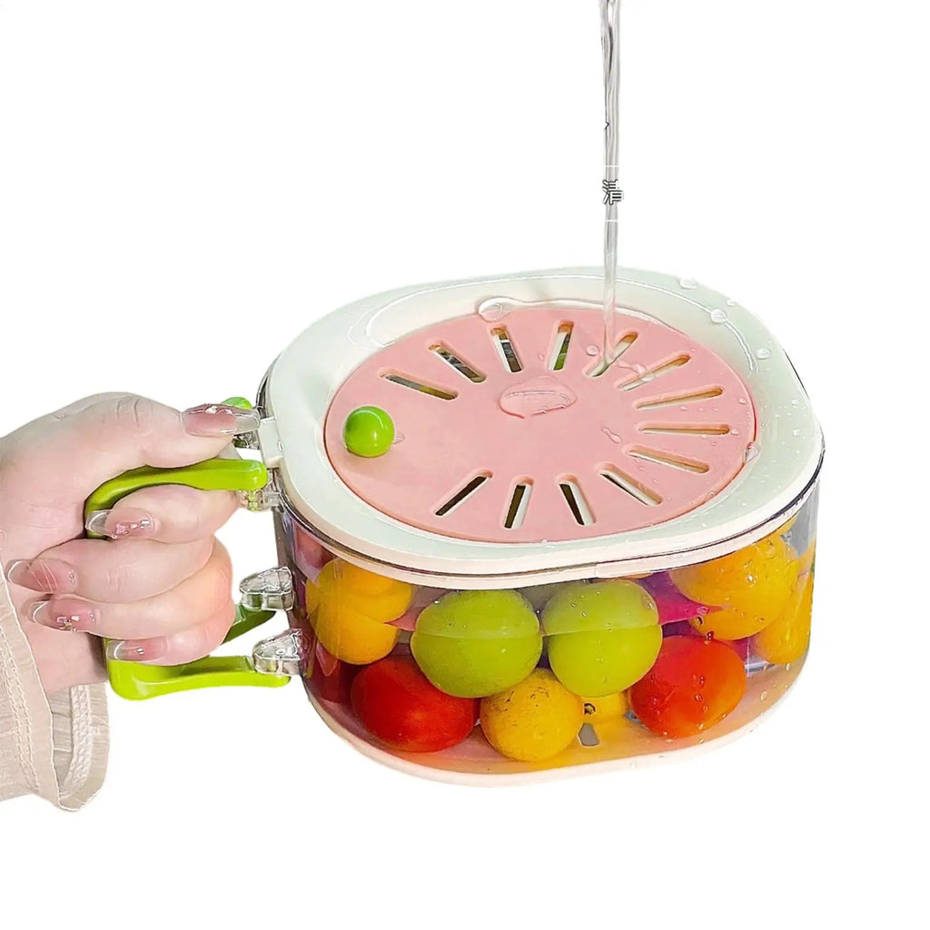 2-in-1 Fruit Washing Bowl & Drain Basket with Foldable Handle Fruit Drain Basket Zpaxo