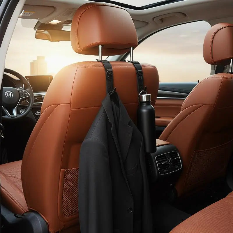 PU Leather Car Headrest Hook – Seat Organizer Hanger Clip