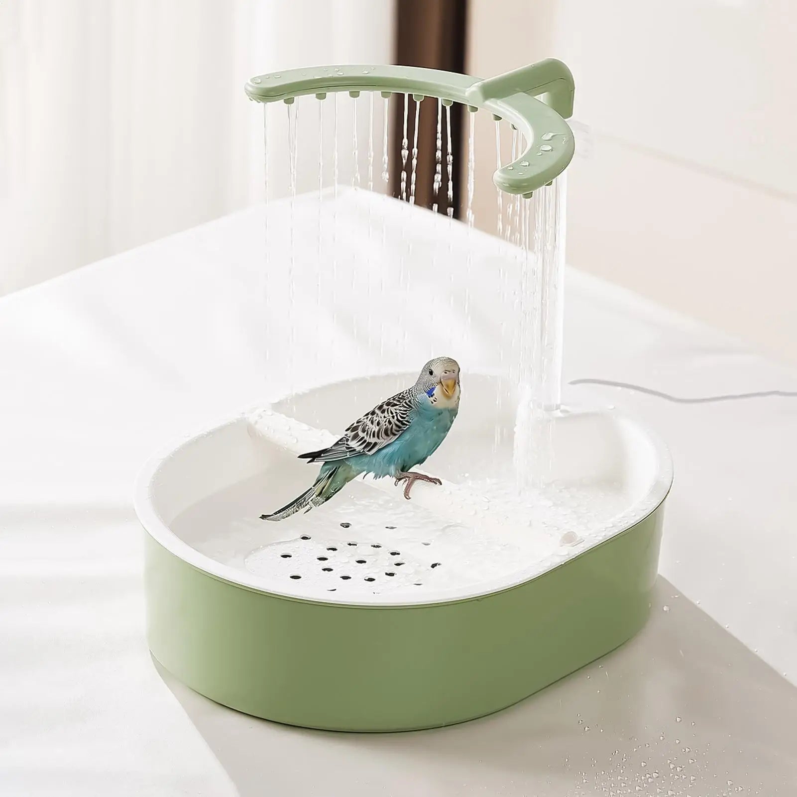 Bird Shower Non-slip Electric Bathtub Parakeet Bath Fountain Finch