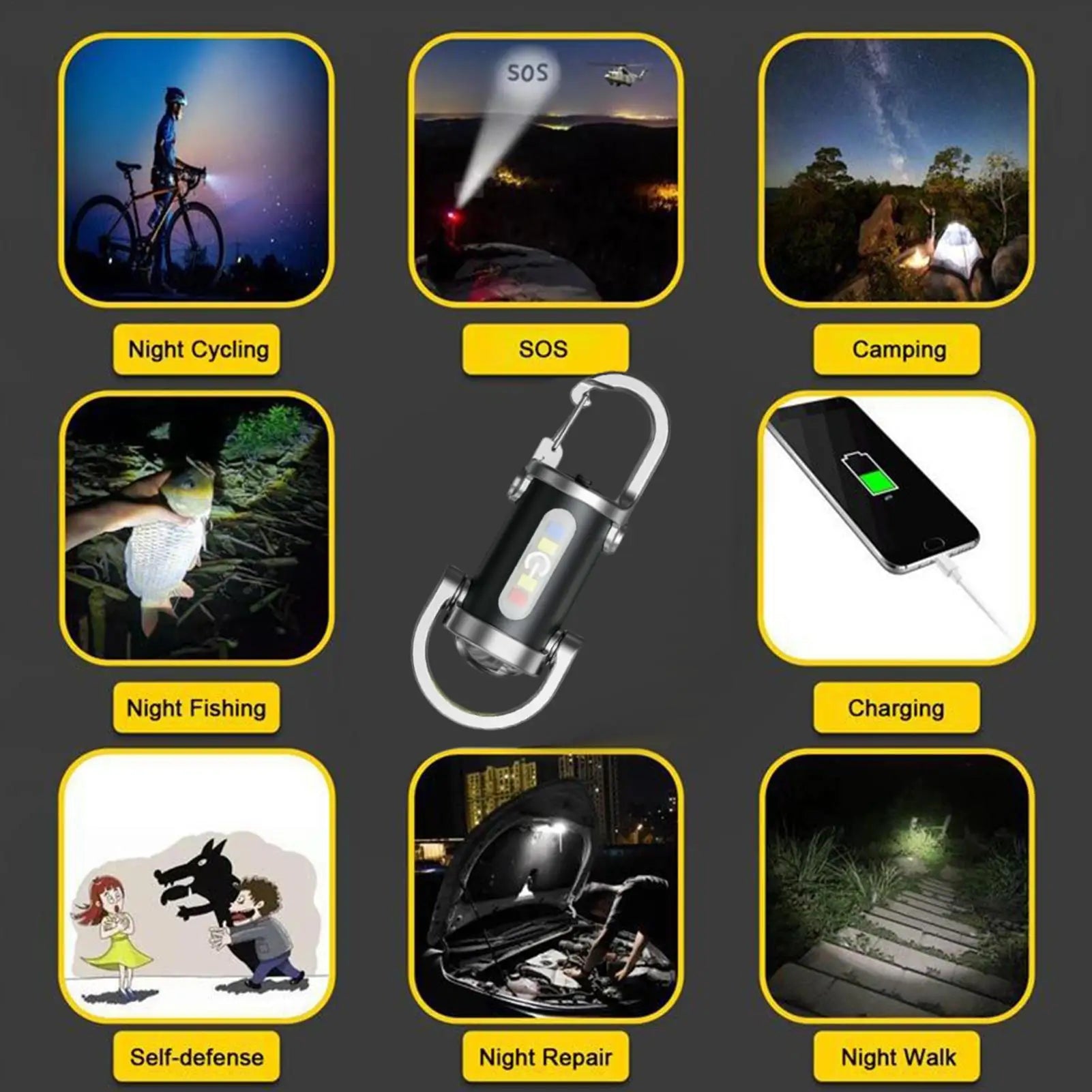 Rechargeable Keychain Flashlight Mini LED Torch Bright Portable