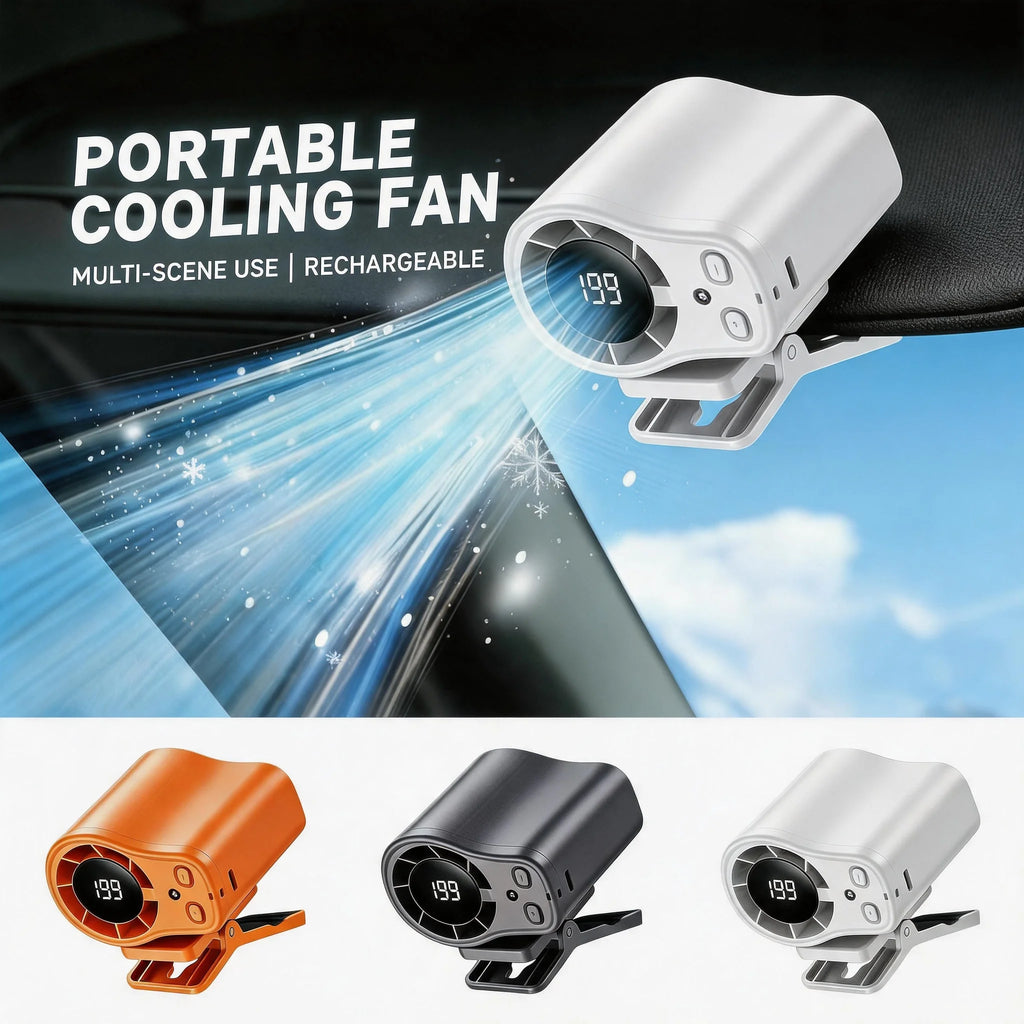 Clip-On Semiconductor Cooling Fan | USB Rechargeable, LED Display