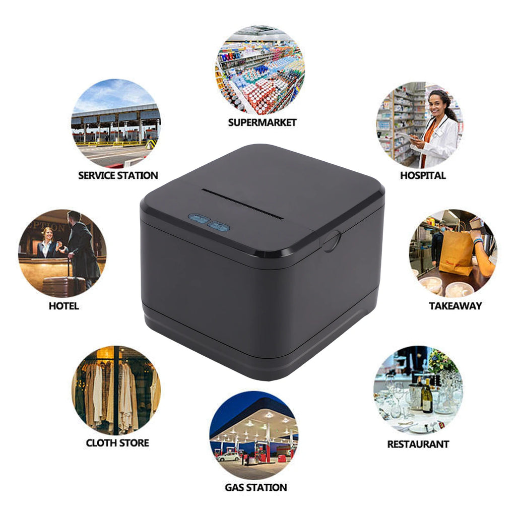 58MM Thermal Receipt Printer Wireless Printing Machine Bluetooth+USB+LAN Interface Compatible with Win Android IOS for Store Zpaxo